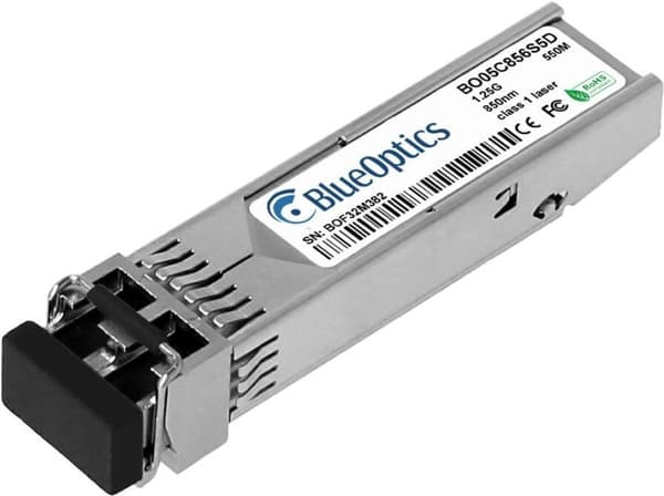 HPE R9F86A kompatibel BlueOptics© SFP transceiver til multimode Gigabit højhastigheds datatransmissioner i fiberoptiske netværk. Understøtter Gigabit