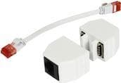 TP-TP-koppling, CAT6A, uttag, 1:1, 8-stift, RJ45, magnetisk säkerhetskoppling, frigöringsuttag, PoE-kapabel, upp till 10Gbit (ALL-RJ45-magnet) Vit