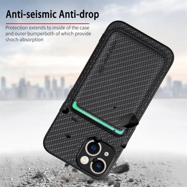 Bagcover med magsafe kortholder til iPhone 15 - Sort