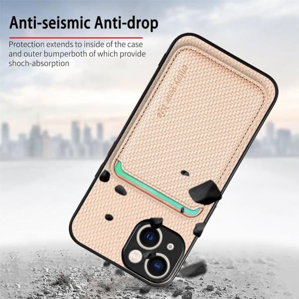 Bagcover med magsafe kortholder til iPhone 15 Plus - Beige
