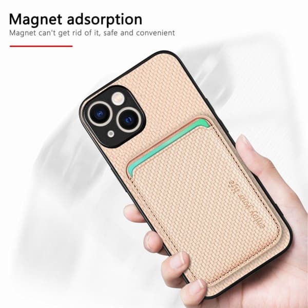 Bagcover med magsafe kortholder til iPhone 15 Plus - Beige