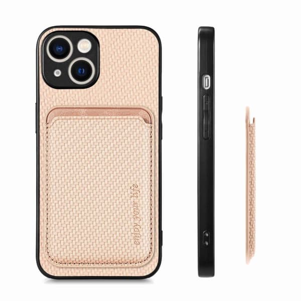 Bagcover med magsafe kortholder til iPhone 15 Plus - Beige