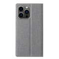 Miniatyrbillede 3 af 6: Etui i imiteret læder med stativ til iPhone 15 Pro - Grå