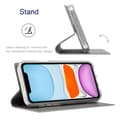 Miniatyrbillede 5 af 6: Etui i imiteret læder med stativ til iPhone 15 Pro - Grå
