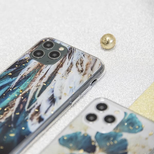Glitrende Bagcover til iPhone 15 Pro Max Guld/Løv