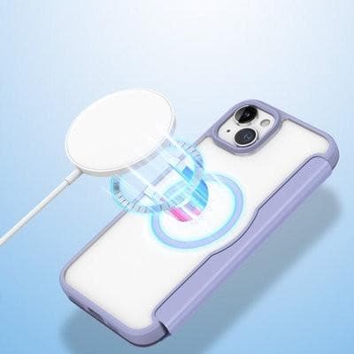 Dux Ducis Skin X Pro Magnetisk Flip Fodral med Korthållare iPhone 15 - Lila