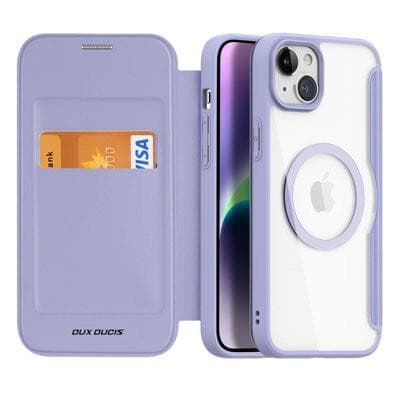 Dux Ducis Skin X Pro Magnetisk Flip Fodral med Korthållare iPhone 15 - Lila