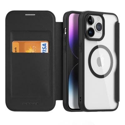 Dux Ducis Skin X Pro Magnetisk Flip Fodral med Korthållare iPhone 15 Pro - Svart
