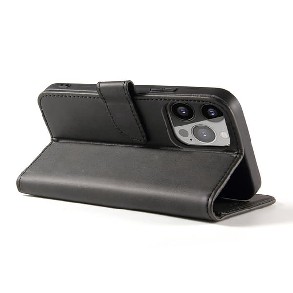 Pung etui med stativ til iPhone 15 Pro Max - Sort