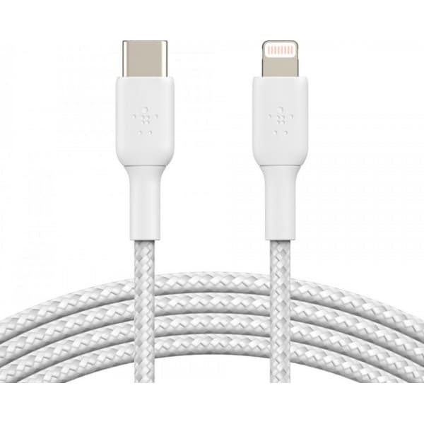 Belkin BOOST CHARGE™ Lightning - USB-C kabel flätad, 2m, vit