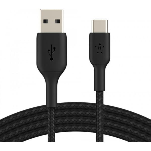 Belkin BOOST CHARGE™ USB-A - USB-C kabel flettet, 1m, sort