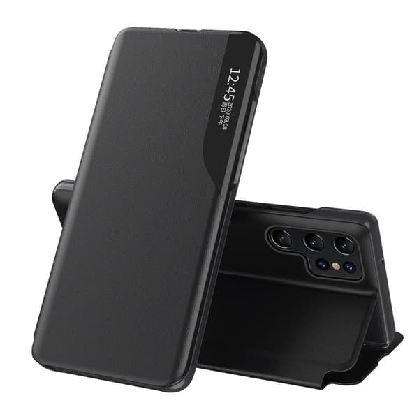 Keinonahkakotelo telineellä Samsung Galaxy S24 Ultra - Musta