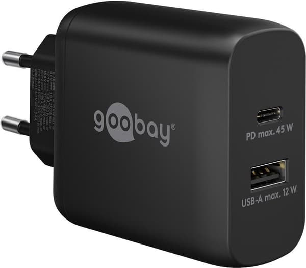 Goobay 65411 Oplader til mobilenhed Hovedtelefoner - Smartphone - Tablet Sort AC Hurtig opladning indendørs (65411)