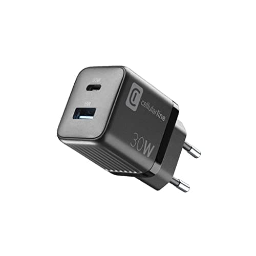 Cellularline USB-oplader Multipower Micro 30W GaN 2 porte PD Sort (60002) Sort