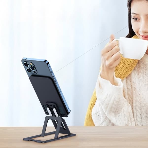 Sammenklappeligt stativ til telefon, smartphone, tablet, grå