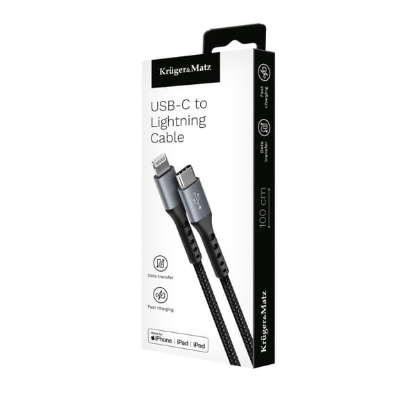 USB Type C -kaapeli - Lightning C94 MFi pistoke 1 m Kruger&Matz