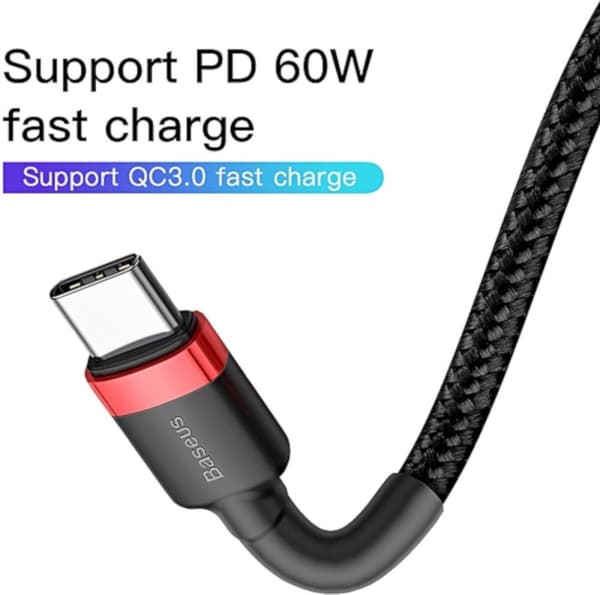 Baseus Cafule Series USB-C Kabel 1m Rød/Sort