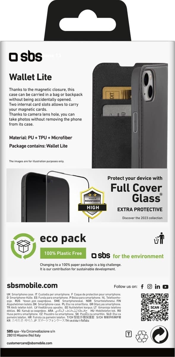 SBS Book Wallet Phone Case Sendes til Apple iPhone 15 Case Bookcase - Sort