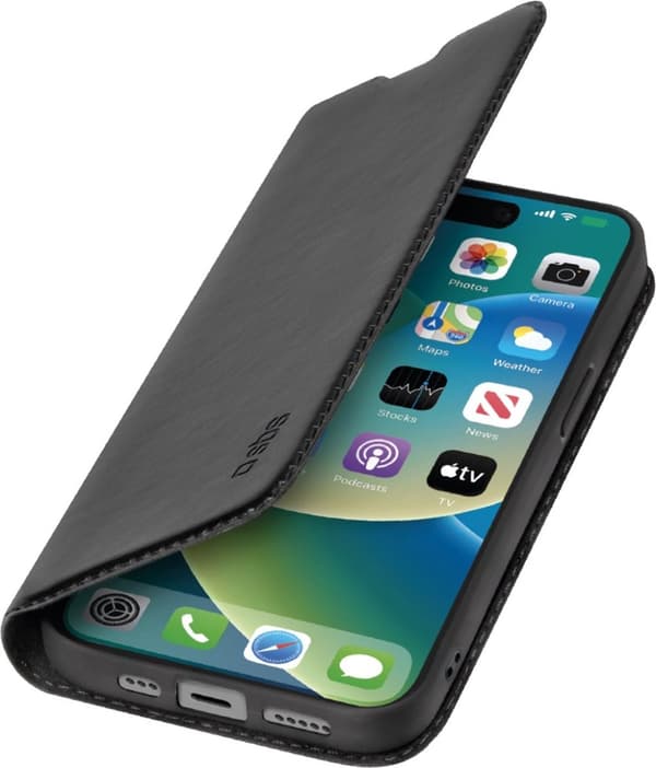 SBS Book Wallet Phone Case Sendes til Apple iPhone 15 Case Bookcase - Sort