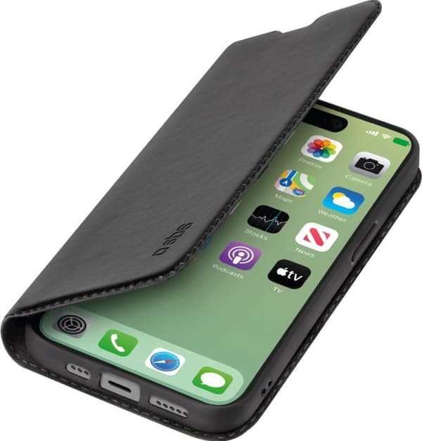 SBS Book Wallet Phone Case Sendes til Apple iPhone 15 Case Bookcase - Sort