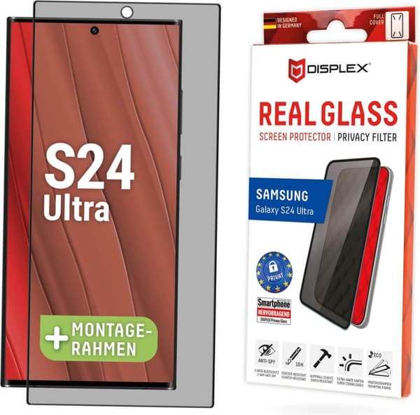 Displex skærmbeskytter leveret til Samsung Galaxy S24 Ultra - Displex Real Privacy Glass FC