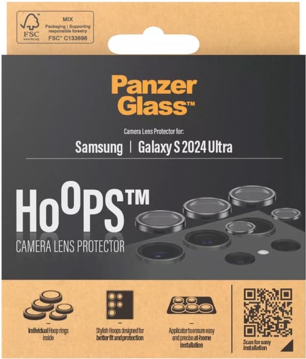 PanzerGlass® Hoops™ kamerabeskyttelse Samsung Galaxy S24 Ultra | Sort - Samsung - Samsung - Galaxy