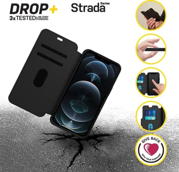 OtterBox Strada etui - Sendes til iPhone 12 / iPhone 12 Pro - Sort