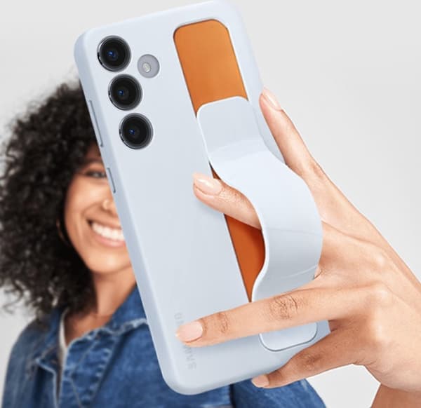 Samsung Standing Grip Case - Sendes til Samsung Galaxy S24 Plus - Lyseblå