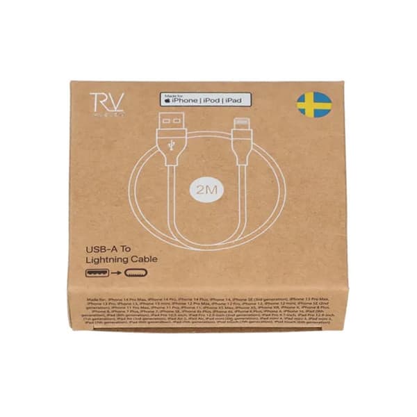 USB A till Lightning MFi Kabel Rvelon - 1 Meter Vit
