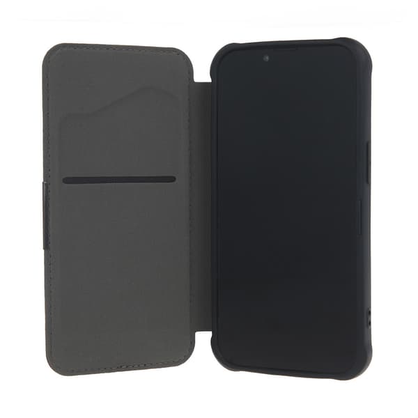 Svart flip-etui for iPhone 15 Pro