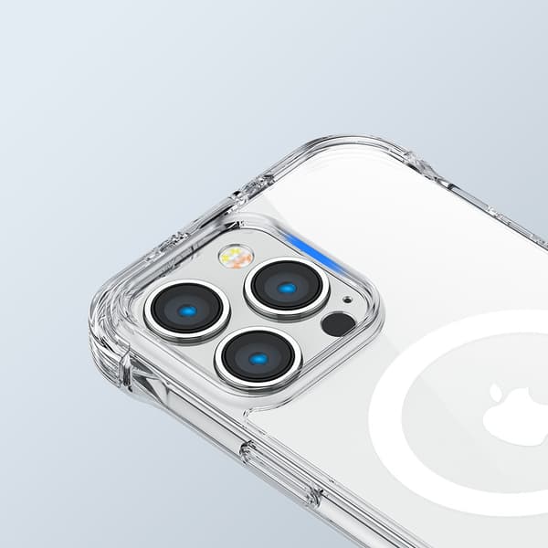 Magnetisk etui til iPhone 14 Plus, pansret cover med kroge og et gennemsigtigt stativ