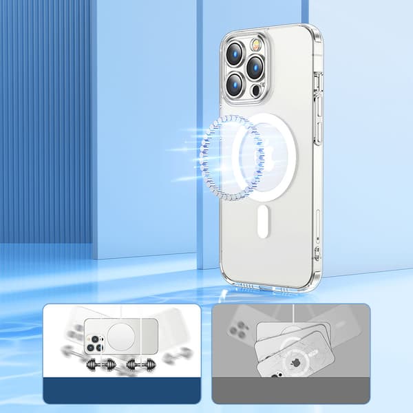 Magnetisk cover til iPhone 14 Plus, kompatibel med MagSafe, gennemsigtig 14D