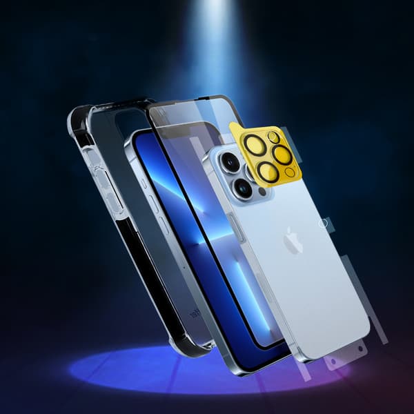 6in1 suojasarja iPhone 11 PRO Maxille, lasinäyttö ja kamerakotelo, D30 Buffer -applikaattori
