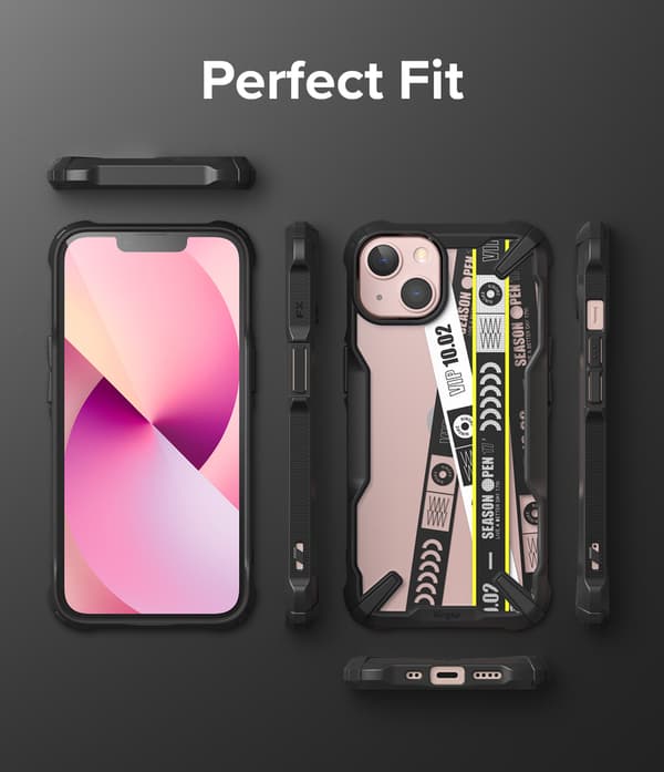 Pansret etui med ramme til iPhone 13 mini Fusion X Design Ticket band, sort