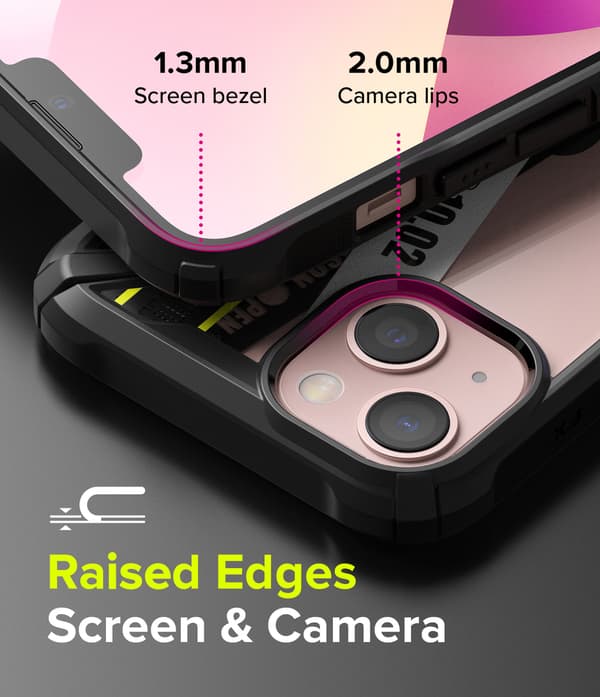 Pansret etui med ramme til iPhone 13 mini Fusion X Design Ticket band, sort