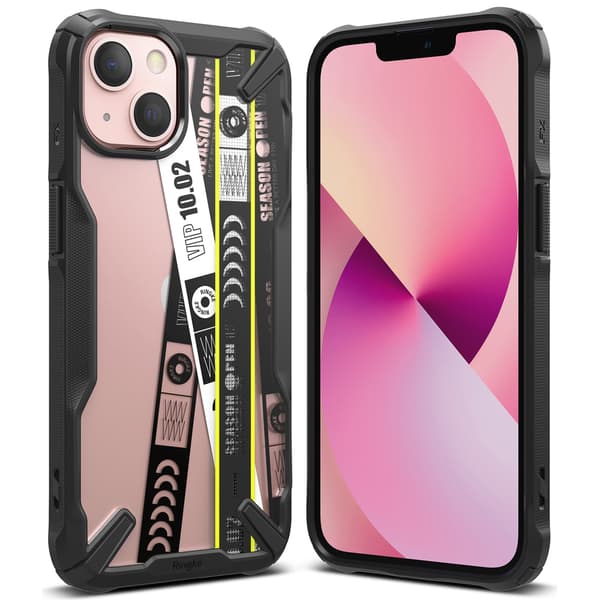 Pansret etui med ramme til iPhone 13 mini Fusion X Design Ticket band, sort