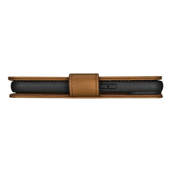 2-i-1 läder Flip Cover iPhone 14 Anti-RFID oljevax plånboksfodral ljusbrunt