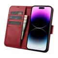 Miniatyrbillede 1 af 6: 2-i-1 læder Flip Cover iPhone 14 Pro Anti-RFID pung etui Rød