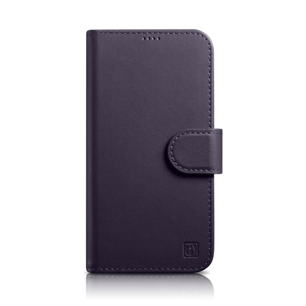 2-i-1 læder Flip Cover iPhone 14 Pro Anti-RFID pung etui Mørk lilla
