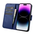 Miniatyrbillede 1 af 6: 2-i-1 læder Flip Cover iPhone 14 Pro Anti-RFID pung etui Blå