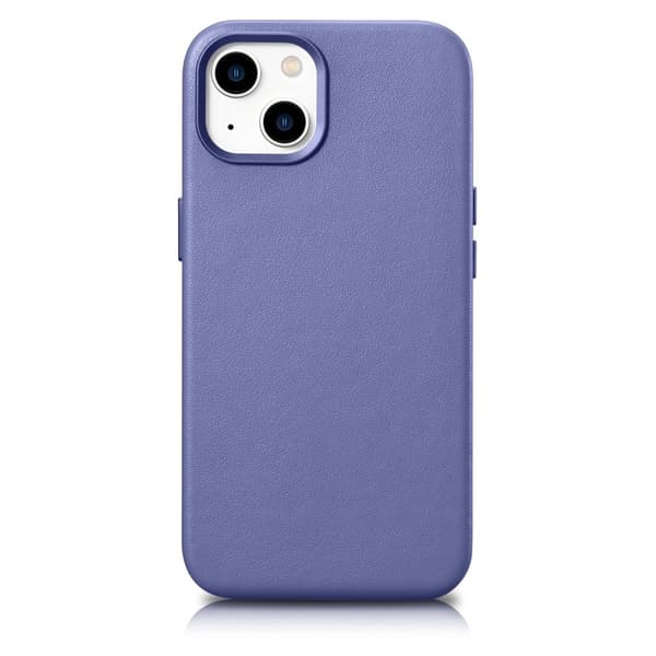 Naturligt læder cover til iPhone 14 Plus MagSafe Cover Læder lys lilla