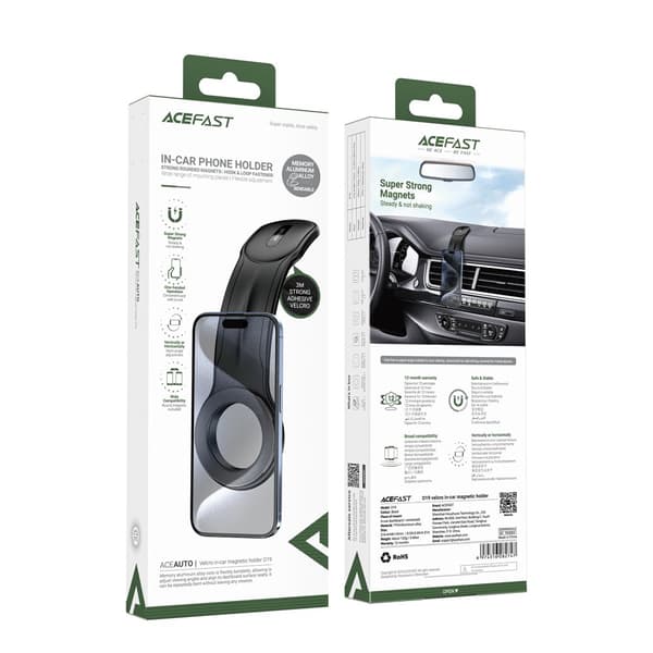 Magnetisk bilholder til telefon, cockpit, instrumentbræt, sort