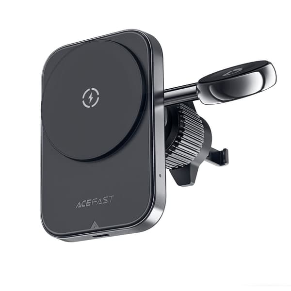 2-i-1 bilholder med induktiv oplader til MagSafe Qi telefon og smartwatch, sort