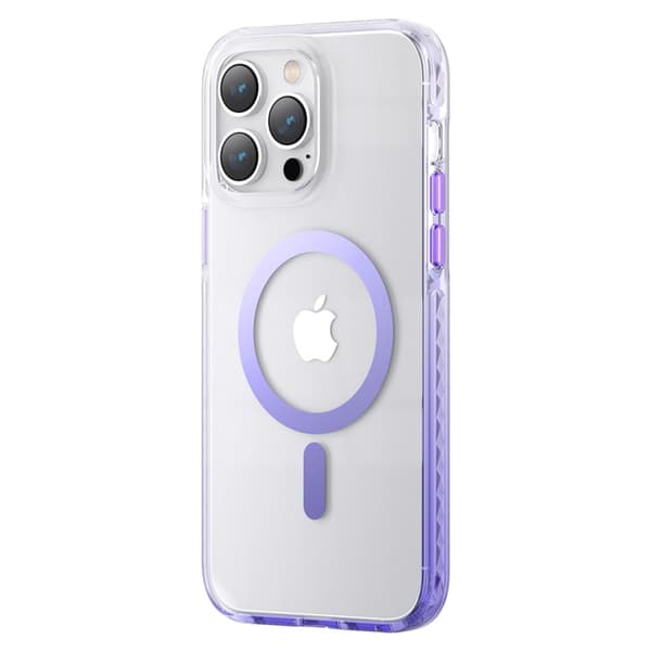 Magnetisk etui til iPhone 14 Plus MagSafe PQY Ice Crystal Series lilla