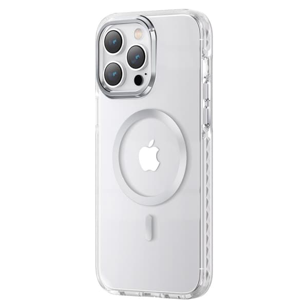 Magnetisk etui til iPhone 14 Plus MagSafe PQY Ice Crystal Series sølv