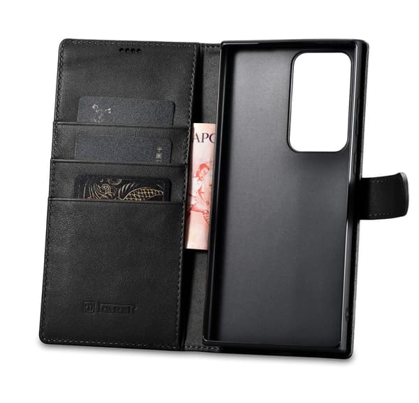 Læder pung etui til Samsung Galaxy S23 Ultra pung etui, sort