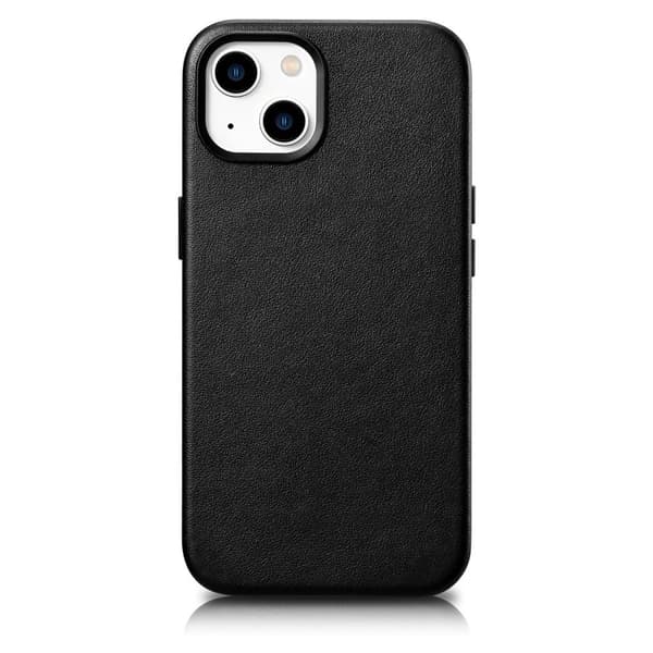 Naturligt læder etui til iPhone 14 MagSafe etui Læder, sort cover
