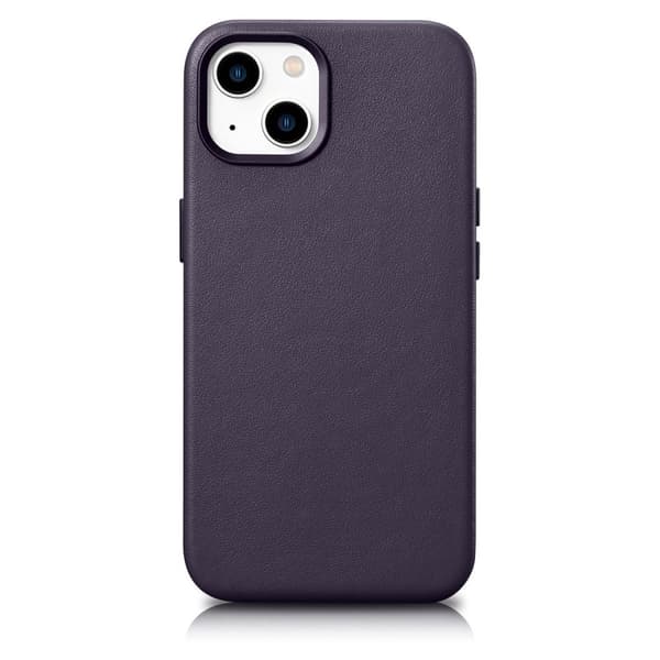 Naturligt læder etui til iPhone 14 MagSafe etui Læder, lilla cover