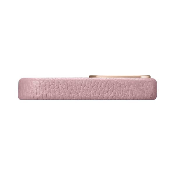 iPhone 14 magnetiskt läderfodral med MagSafe Litchi Premium Läderfodral rosa