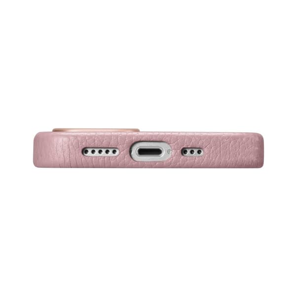 iPhone 14 magnetiskt läderfodral med MagSafe Litchi Premium Läderfodral rosa